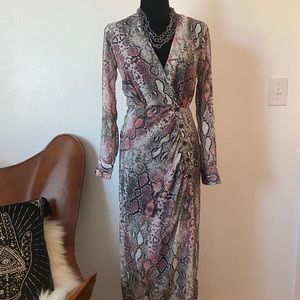 Topshop Snake Print Chiffon Midi Dress